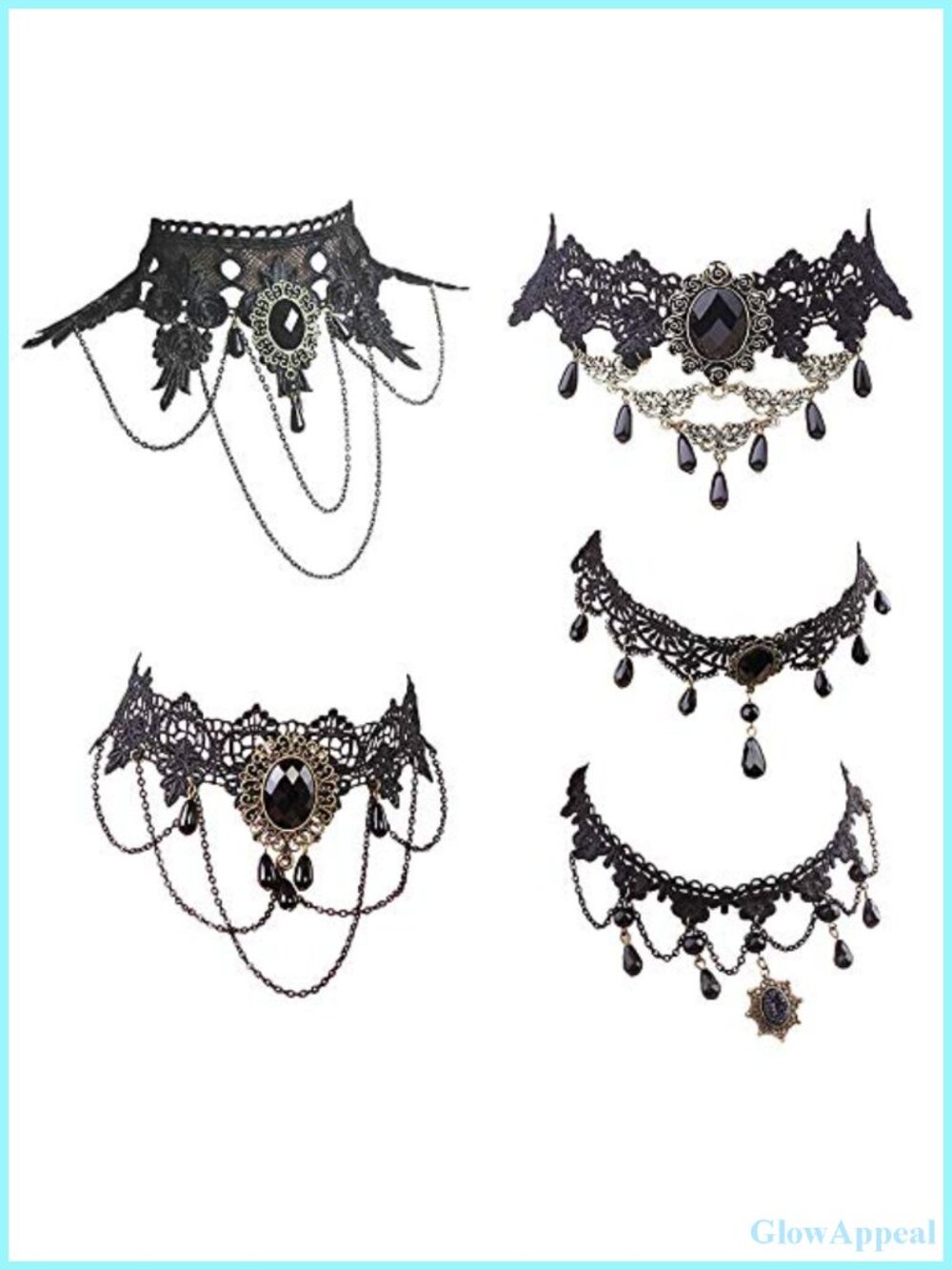 Goth Punk Lace Collar Choker Layered Necklace Set Cosplay